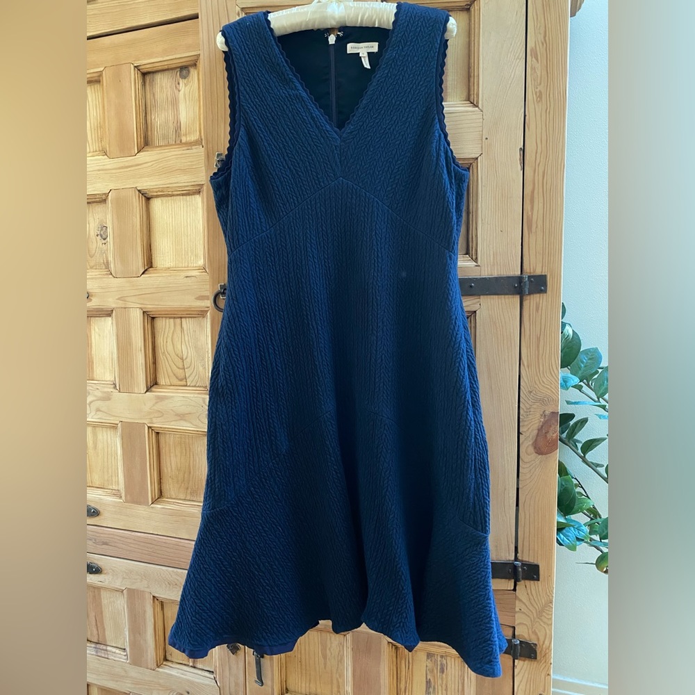 Rebecca Taylor Navy Sleeveless V-neck Midi Dress Size 12